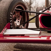 Close shot of the composite front wing with spill plates of the F1000 race car from Philly Motor Sports - Formula B